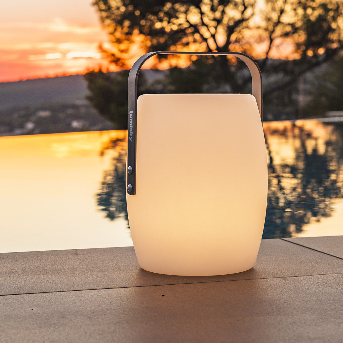 Kabellose Laterne Aluminiumgriff warmweiß/weiß LED dimmbar LUCY ROCK H31cm