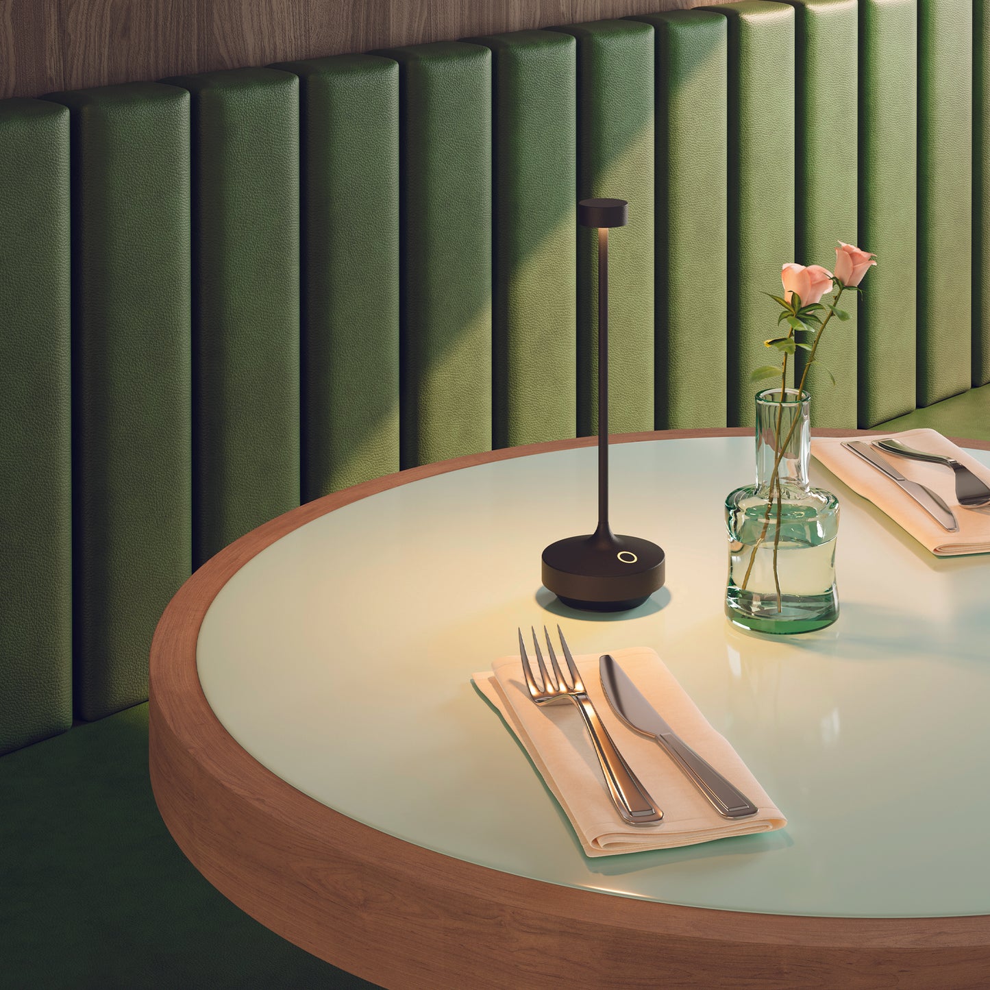 Lot de 6 Lampe de table sans fil LED blanc chaud dimmable RUBY BLACK H25cm Noir avec plateau de chargement