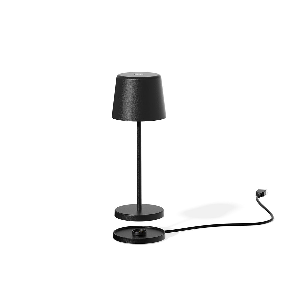 Mini lampe de table touch sans fil en aluminium noir LED KELLY MINI BLACK blanc dimmable H22cm