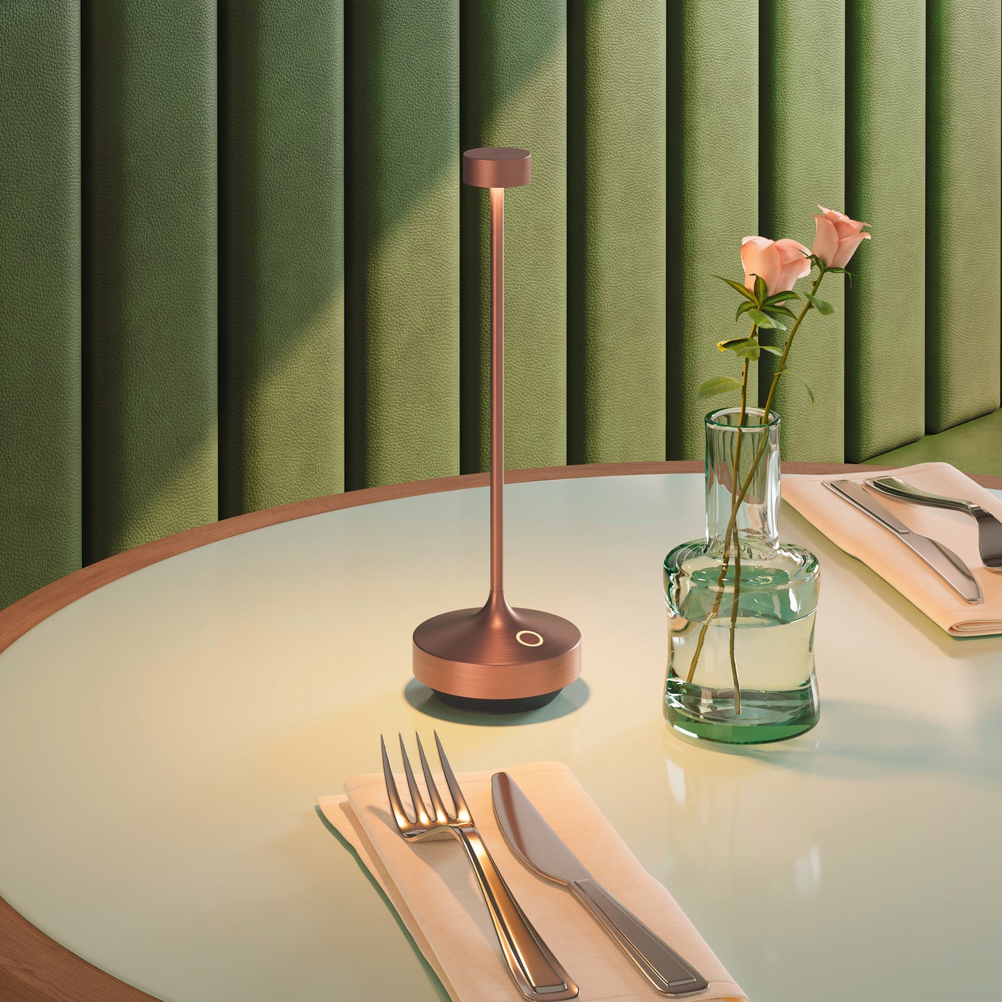 Lot de 6 Lampe de table sans fil LED blanc chaud dimmable RUBY COPPER H25cm Cuivre avec plateau de chargement