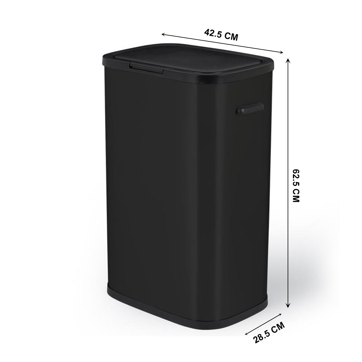 Poubelle de cuisine push 60L PORTLAND en acier Inox NOIR Ouverture par simple pression