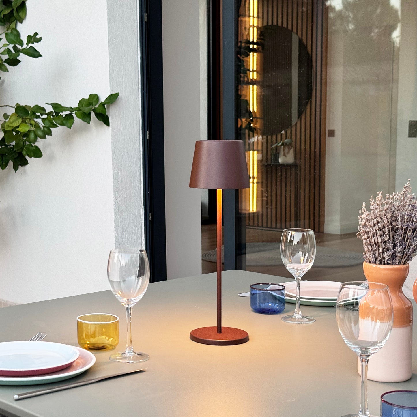 Tischleuchte Touch Wireless Aluminium grau LED weiß dimmbar KELLY ROCK H39cm