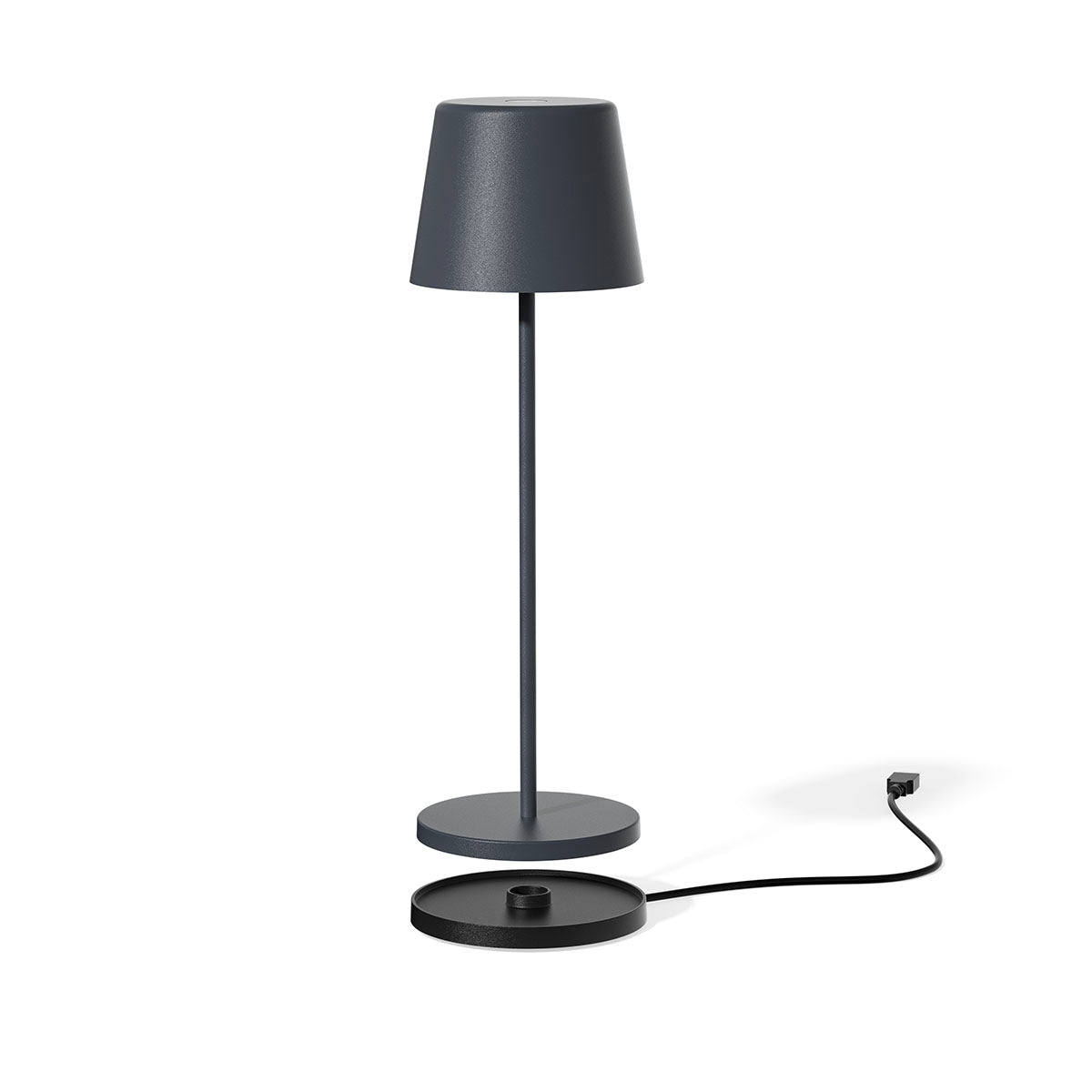 Lampe de table touch sans fil en aluminium gris KELLY ROCK LED blanc dimmable H38 cm