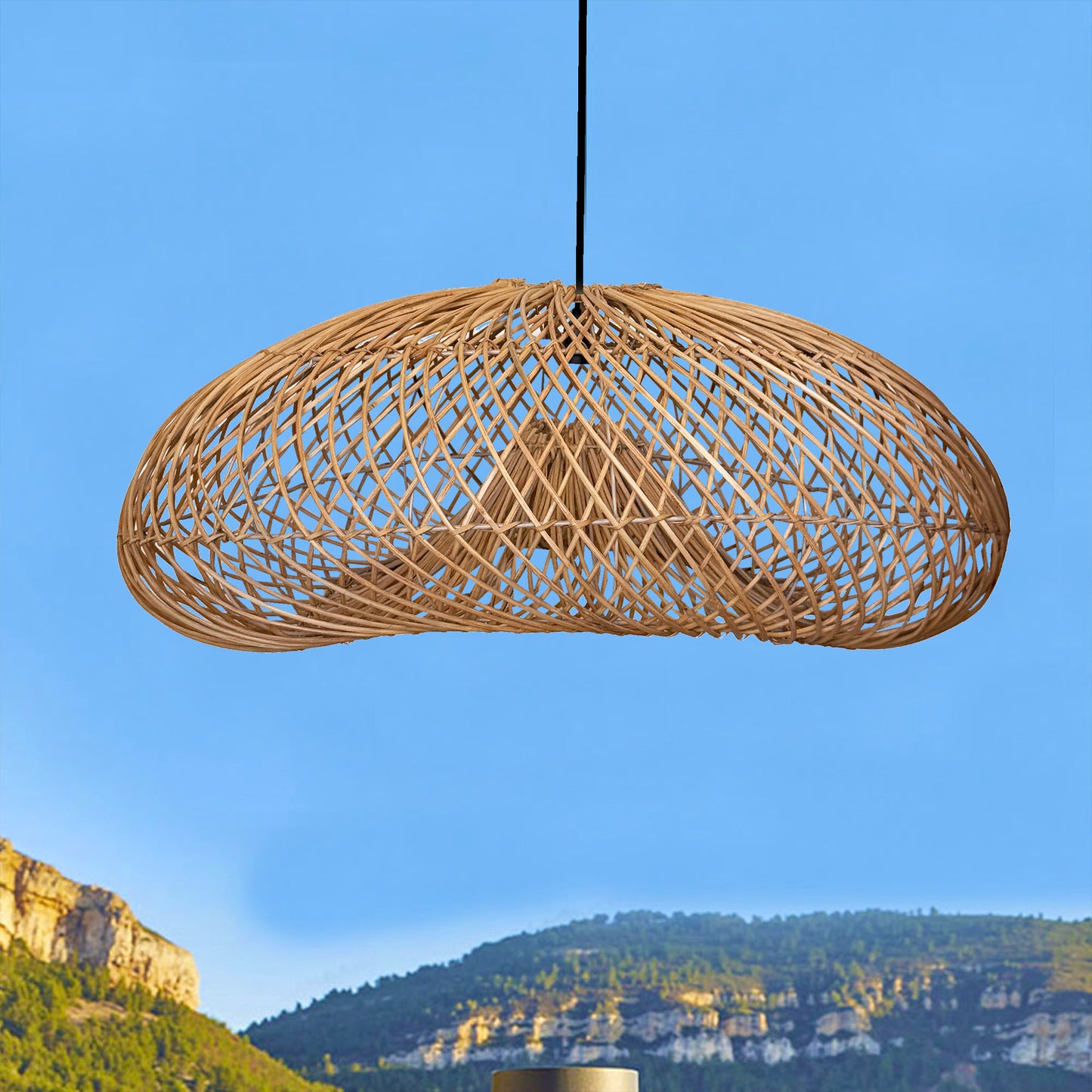 Abat jour naturel SEVIA en rotin style bohème H35cm pour monture électrique E27