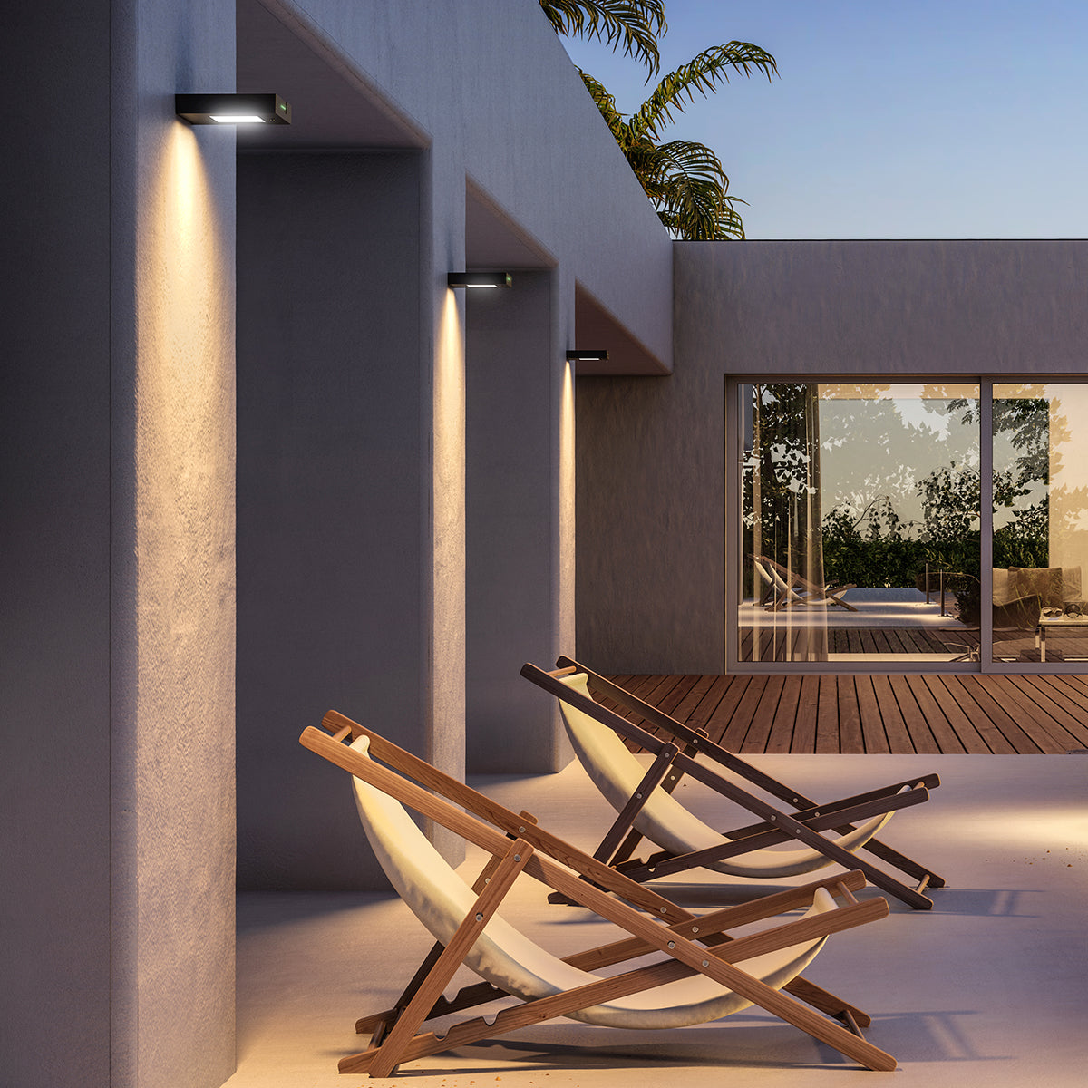 Applique murale solaire noire en aluminium LED puissant blanc chaud ALA WALL 14.5 cm