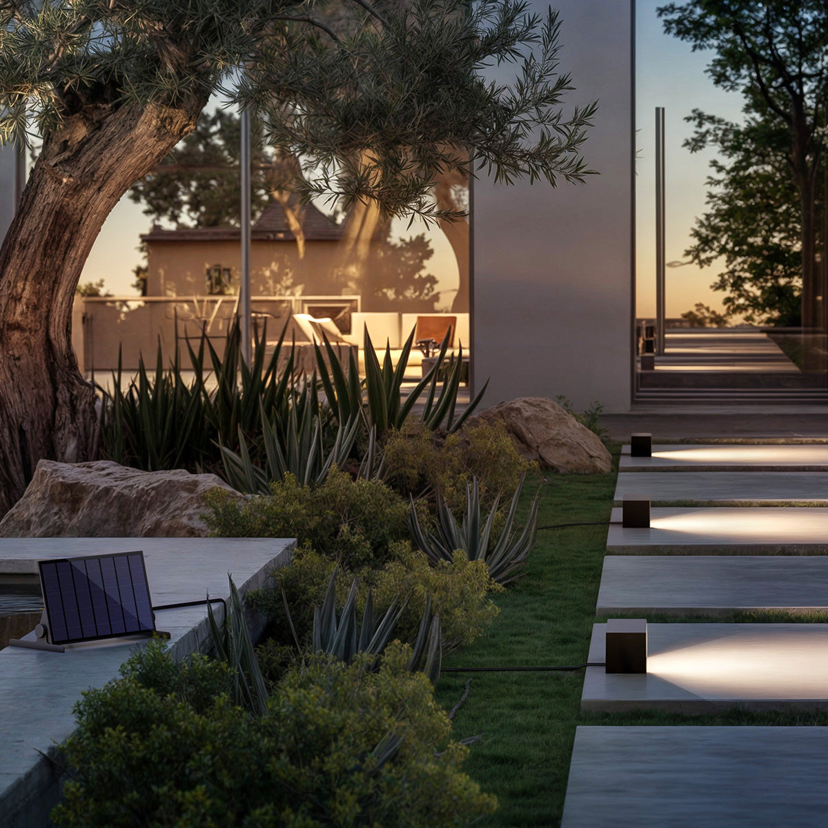 Borne solaire en aluminium SHOW à connecter avec la station de charge ELEKTRON H12cm