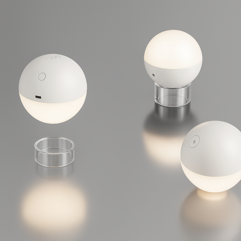 Lampe sans fil à poser ou à suspendre blanche LED blanc chaud dimmable ALBEDO WHITE ø12 cm