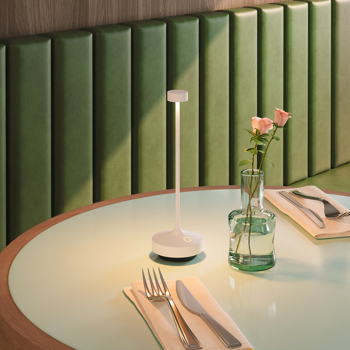 Lot de 6 Lampe de table sans fil LED blanc chaud dimmable RUBY WHITE H25cm Blanc avec plateau de chargement