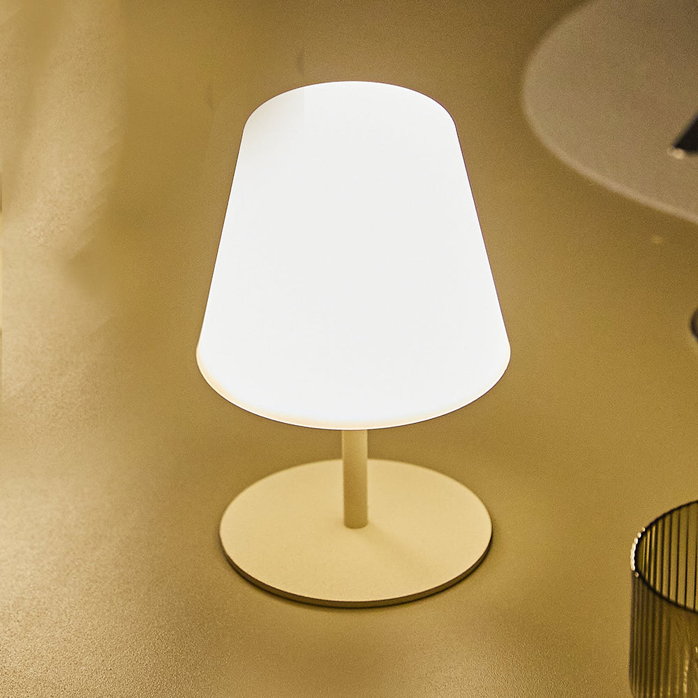Mini lampe de table sans fil pied en acier beige LED blanc chaud TWINS SOLO CREAM H16cm