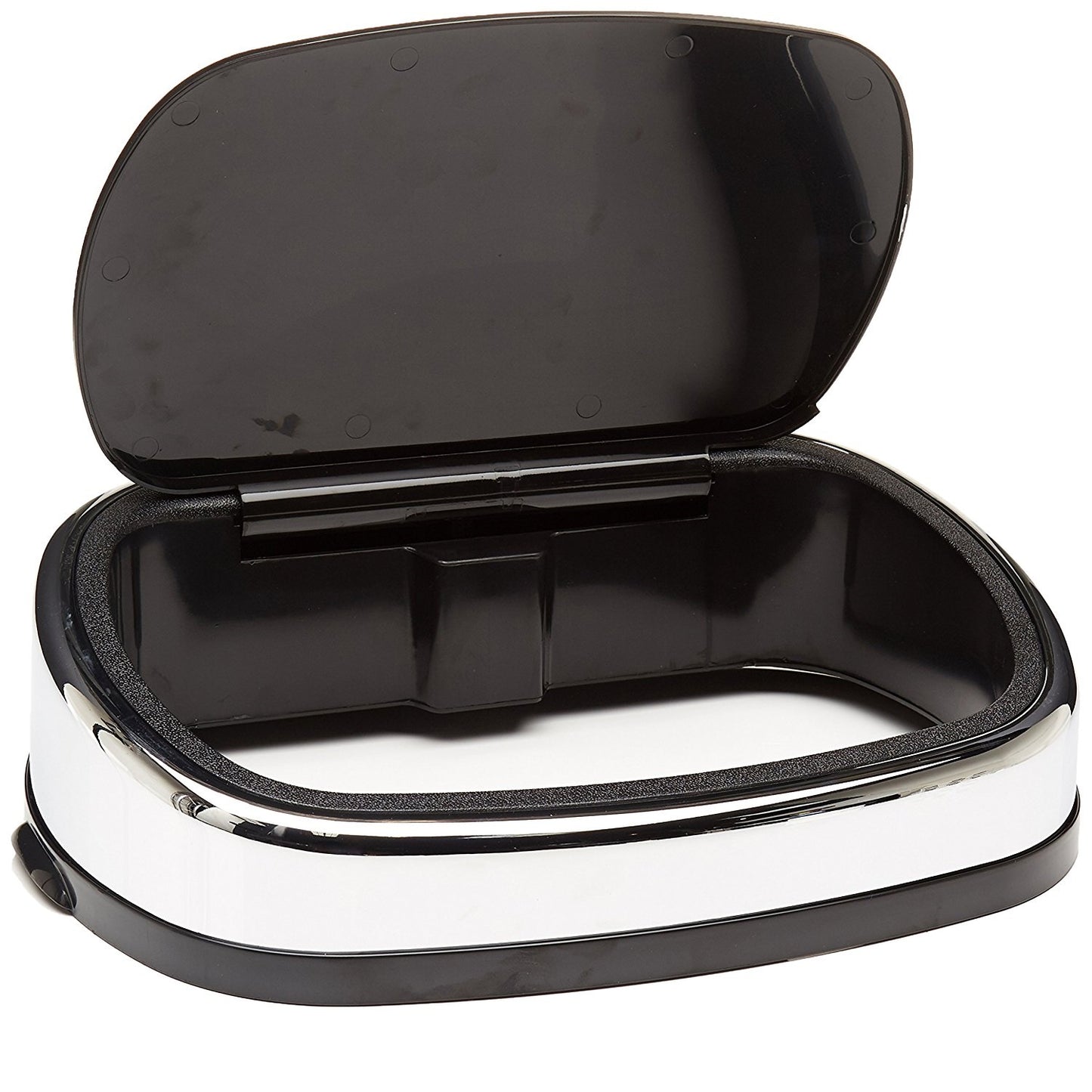 Couvercle pour poubelle push rectangulaire modèle CITY Chrome et noir Ouverture par simple pression - REDDECO.com