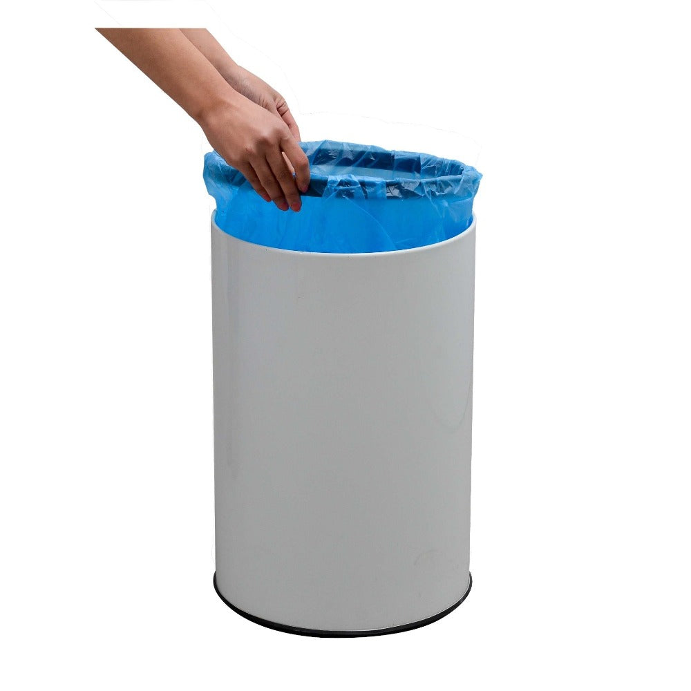 Poubelle de cuisine automatique 42L SOHO Blanc mat en acier INOX avec cerclage - REDDECO.com