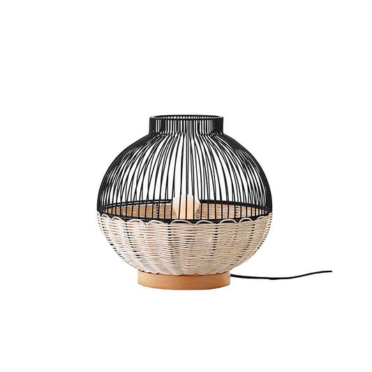 Lampe de table DANIA BLACK en rotin naturel avec douille E27 H30 cm