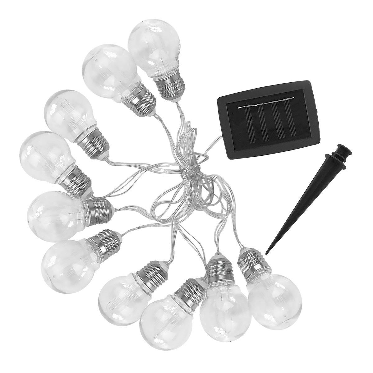 Guirlande lumineuse solaire 10 ampoules à effet filament LED blanc cha –