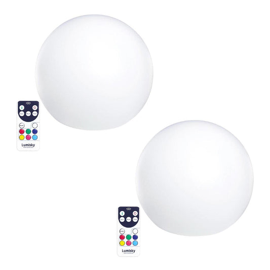 Lot de 2 Boules lumineuses sans fil flottante LED multicolore dimmable BOBBY ∅30cm avec télécommande et socle à induction