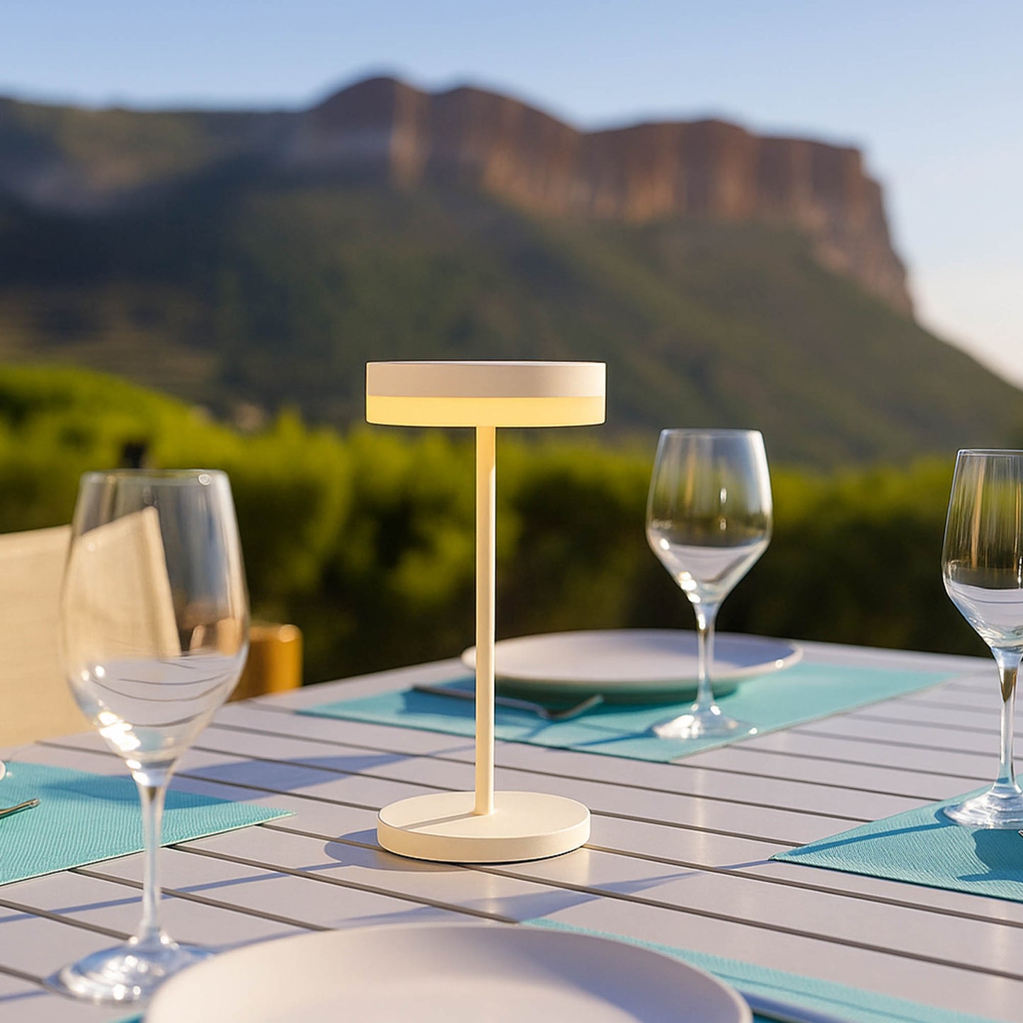 Lampe de table solaire LED blanc dimmable VIVIA MINI WHITE SOLAR H27cm