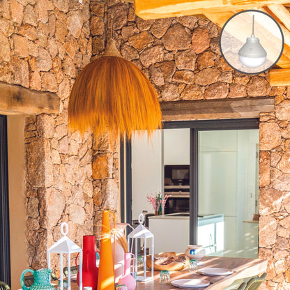 Suspension  XXL BIG MASAI NOMAD en herbe de rayung style bohème avec ampoule LED blanc/RGB nomade