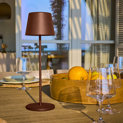 KELLY VINTAGE H38cm Tischleuchte Touch Wireless Aluminium braun weiß LED dimmbar