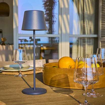 Tischleuchte Touch Wireless Aluminium grau LED weiß dimmbar KELLY ROCK H39cm