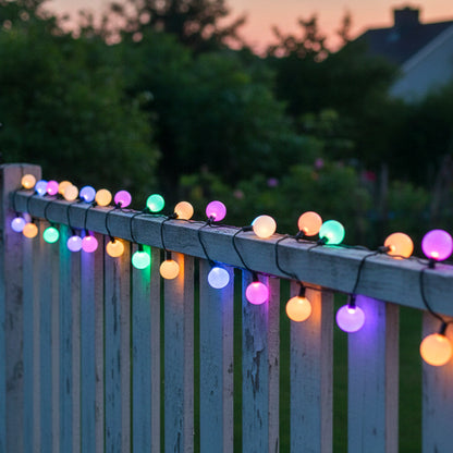 Guirlande lumineuse solaire 100 ampoules rondes multicolores LED BILLY RGB 10.90m