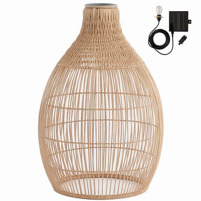 Natürliche böhmische Solar-Hängelampe im geflochtenen Flechtstil warmweiße LED HOLIDAY H42cm