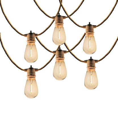 Guirlande lumineuse solaire et sur secteur raccordable en corde 20 ampoules transparentes LED blanc chaud FANTASY CORD SOLAR 13m