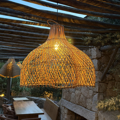 GIACOMO INDOOR lampshade in natural rattan bohemian style for electric mount E27 H45cm