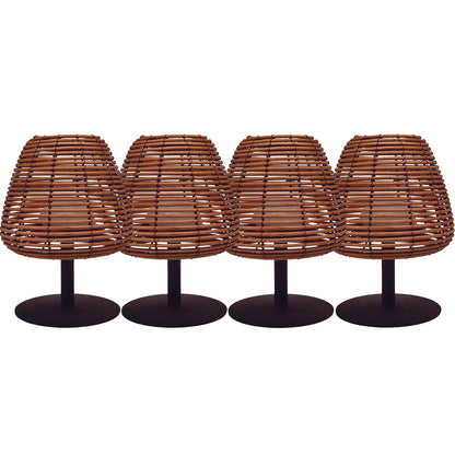 Lot de 4 lampes de table sans fil en rotin naturel LED blanc chaud/blanc dimmable 4X BOHEME H25cm