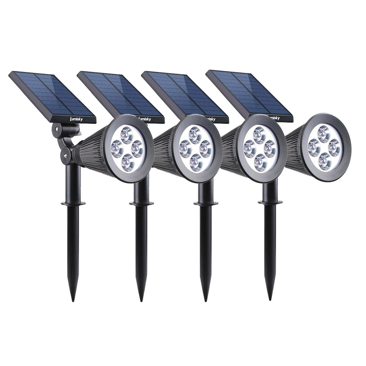 Set mit 2 Solarstrahlern 2in1 zum Stechen oder Fixieren leistungsstarke Beleuchtung dimmbare weiße LED SPIKY H42cm