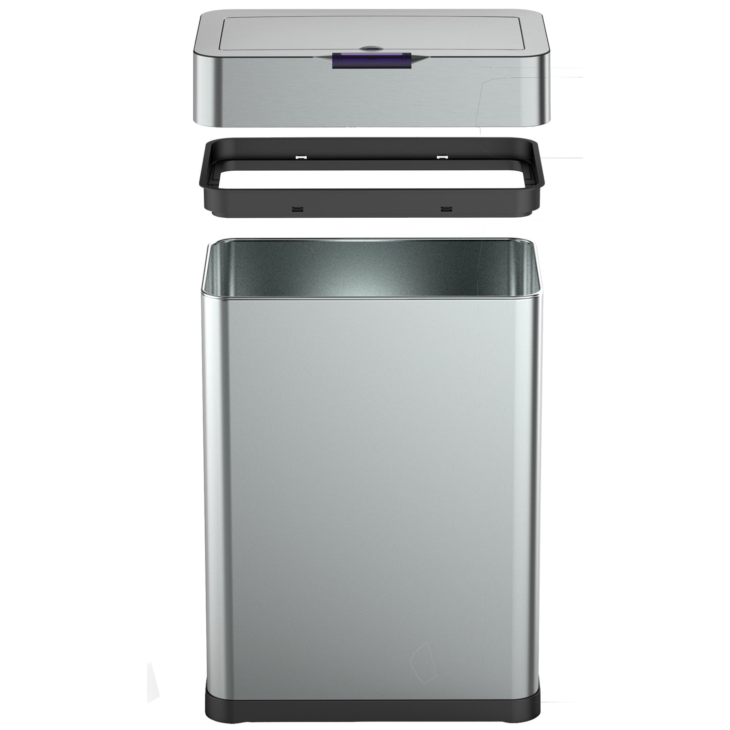 Design automatic kitchen bin 60L DAYTONA in stainless steel with strapping