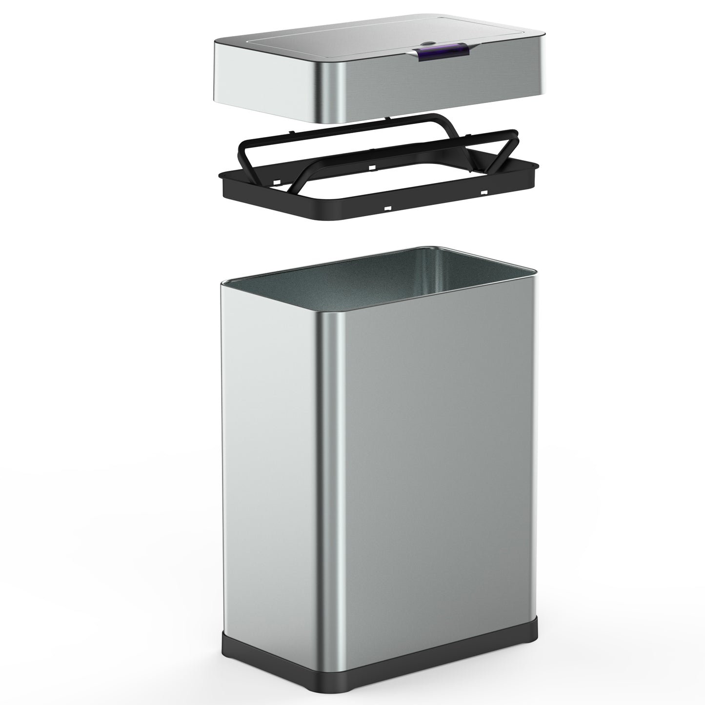 Design automatic kitchen bin 60L DAYTONA in stainless steel with strapping