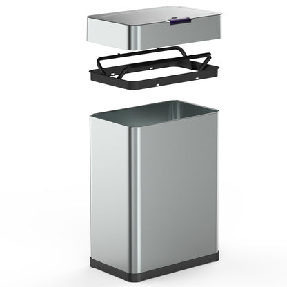 Design automatic kitchen bin 60L DAYTONA in stainless steel with strapping