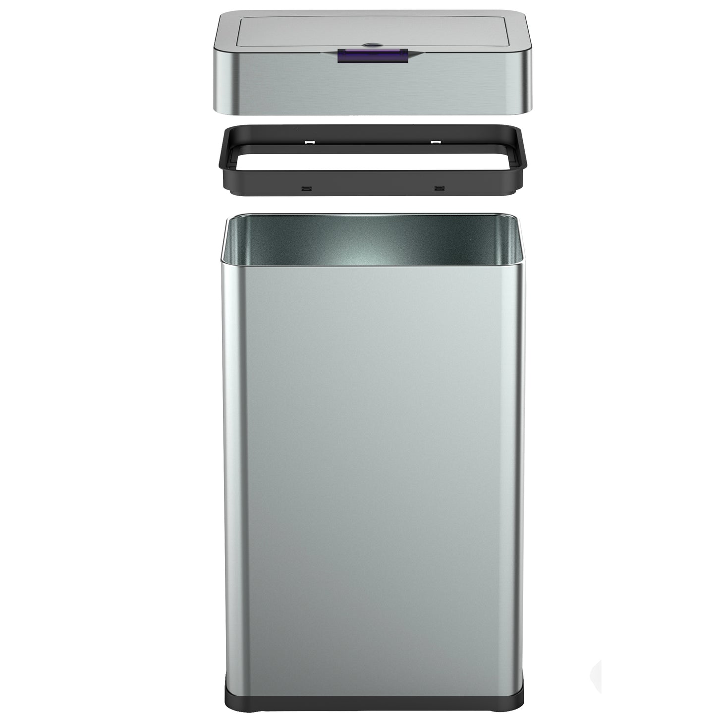 Poubelle de cuisine automatique design 70L DAYTONA en acier INOX avec cerclage