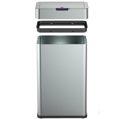 Poubelle de cuisine automatique design 70L DAYTONA en acier INOX avec cerclage