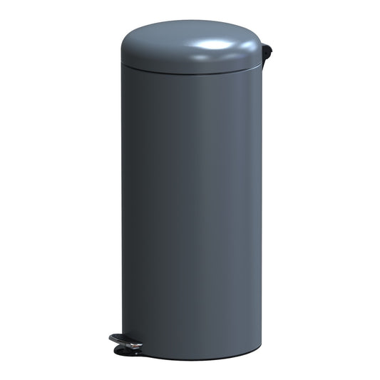 Basic chic cylindrical kitchen pedal bin 30L URBAN Matte gray in stainless steel with bucket