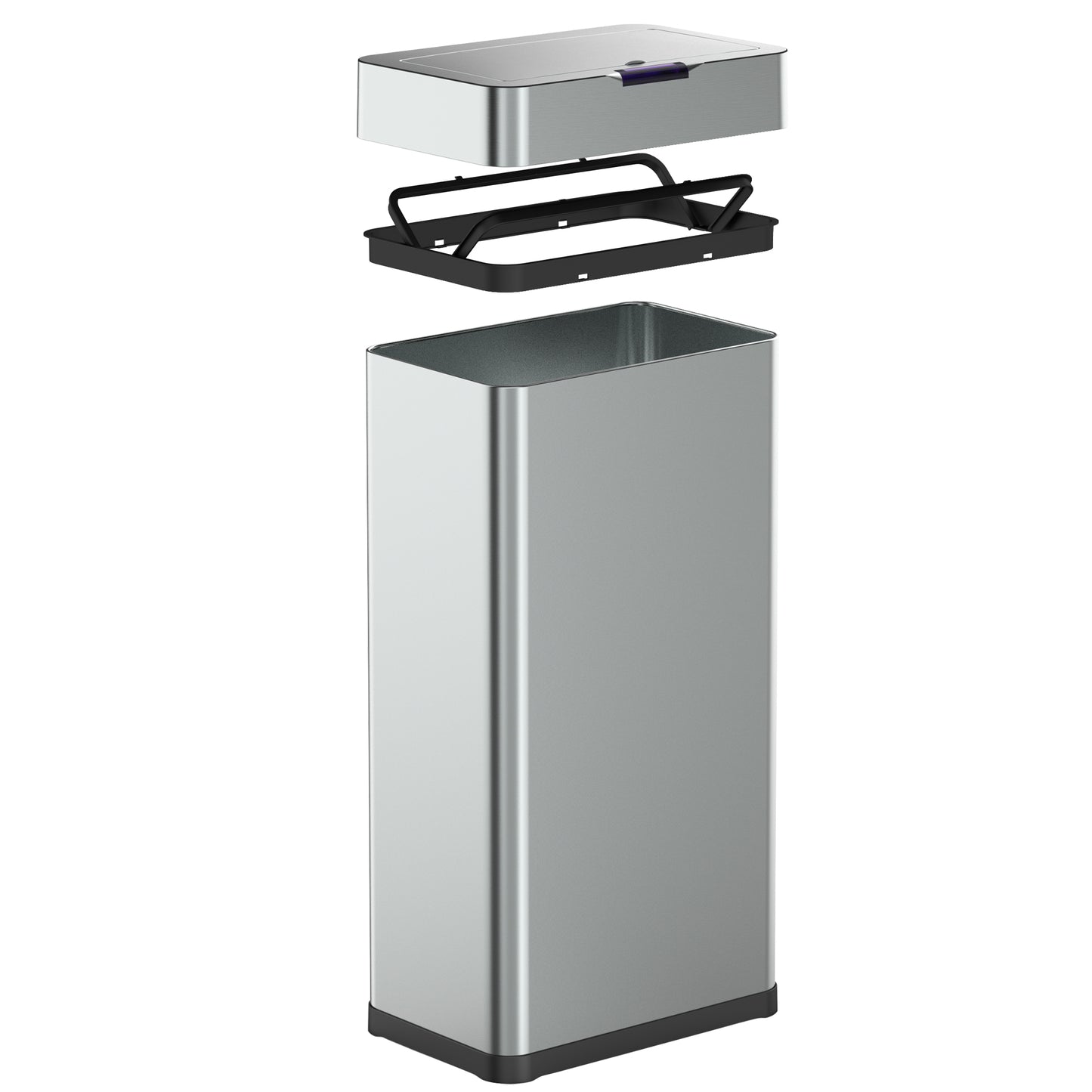 Poubelle de cuisine automatique design 90L DAYTONA en acier INOX avec cerclage