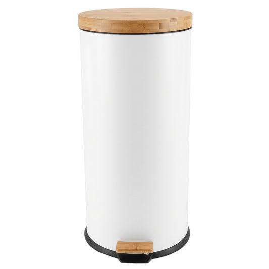 Küchenholzeimer mit Pedal 30L Natural FOREST White in Edelstahl-Bambusdeckel mit Eimer