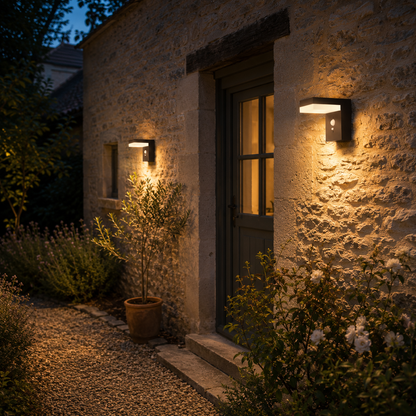 Applique murale solaire à fixer LED blanc chaud avec détecteur de mouvement CENOVA WALL CORTEN  H12.5cm