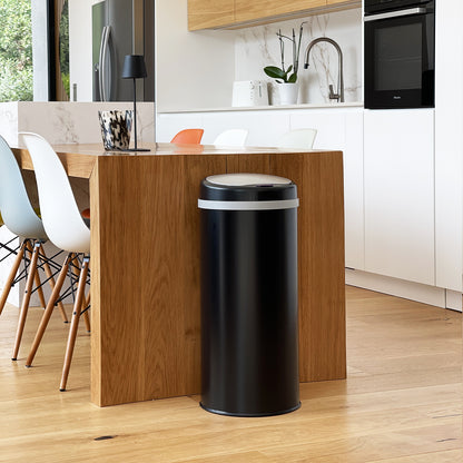 Automatic kitchen bin 42L SOHO Matt black in stainless steel with strapping