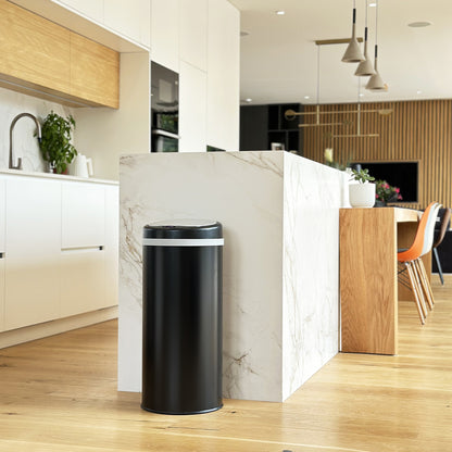 Automatic kitchen bin 42L SOHO Matt black in stainless steel with strapping