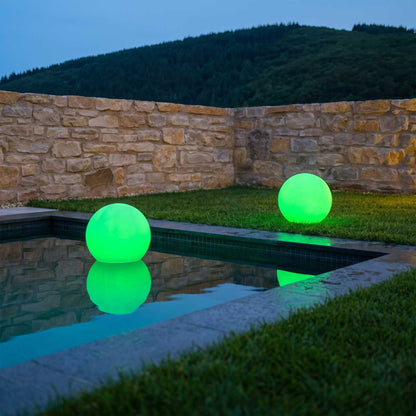 Set of 2 SOLSTY white/multicolor LED floating light balls to prick or put down ∅30cm