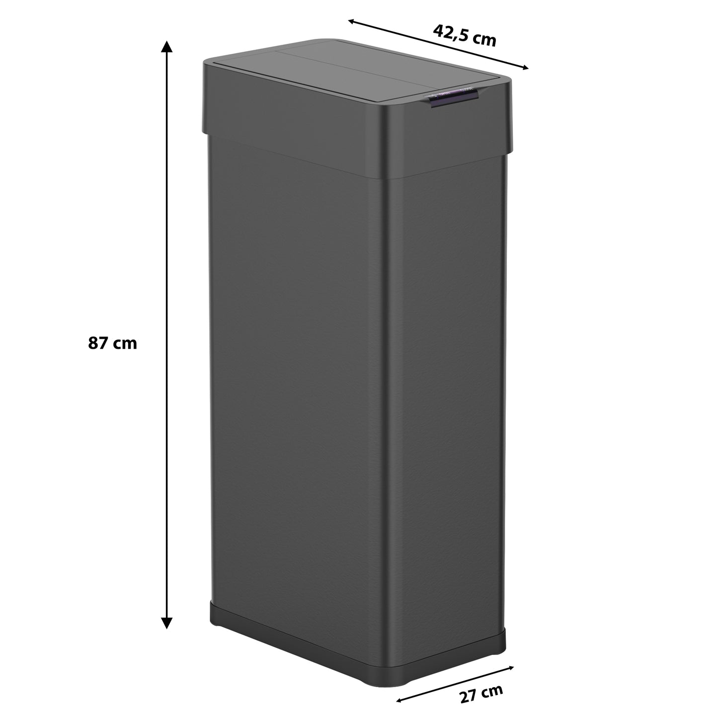 Poubelle de cuisine automatique 90L SILVERLAKE BLACK en acier Inox avec cerclage Ouverture papillon grande capacité