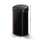Automatic kitchen bin 68L MAJESTIC large capacity Matt black in stainless steel with strapping