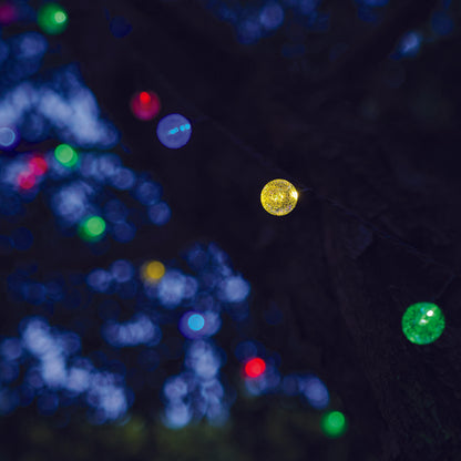 Lot de 2 guirlandes lumineuses solaires 20 globes scintillants LED multicolore FESTY COLOR 5.80m