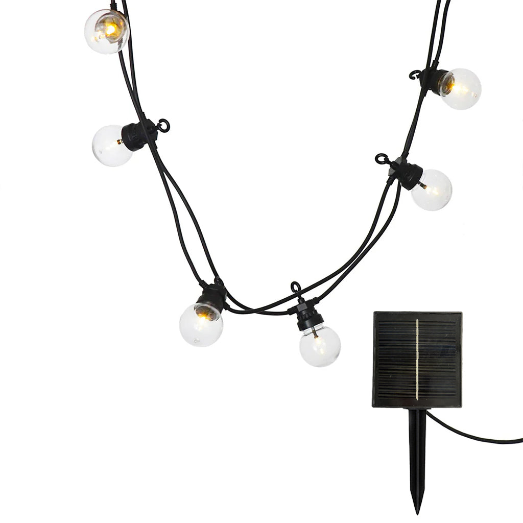Guirlande lumineuse solaire raccordable 20 globes transparents LED blanc chaud PARTY CLEAR SOLAR 20 9m 13 modes