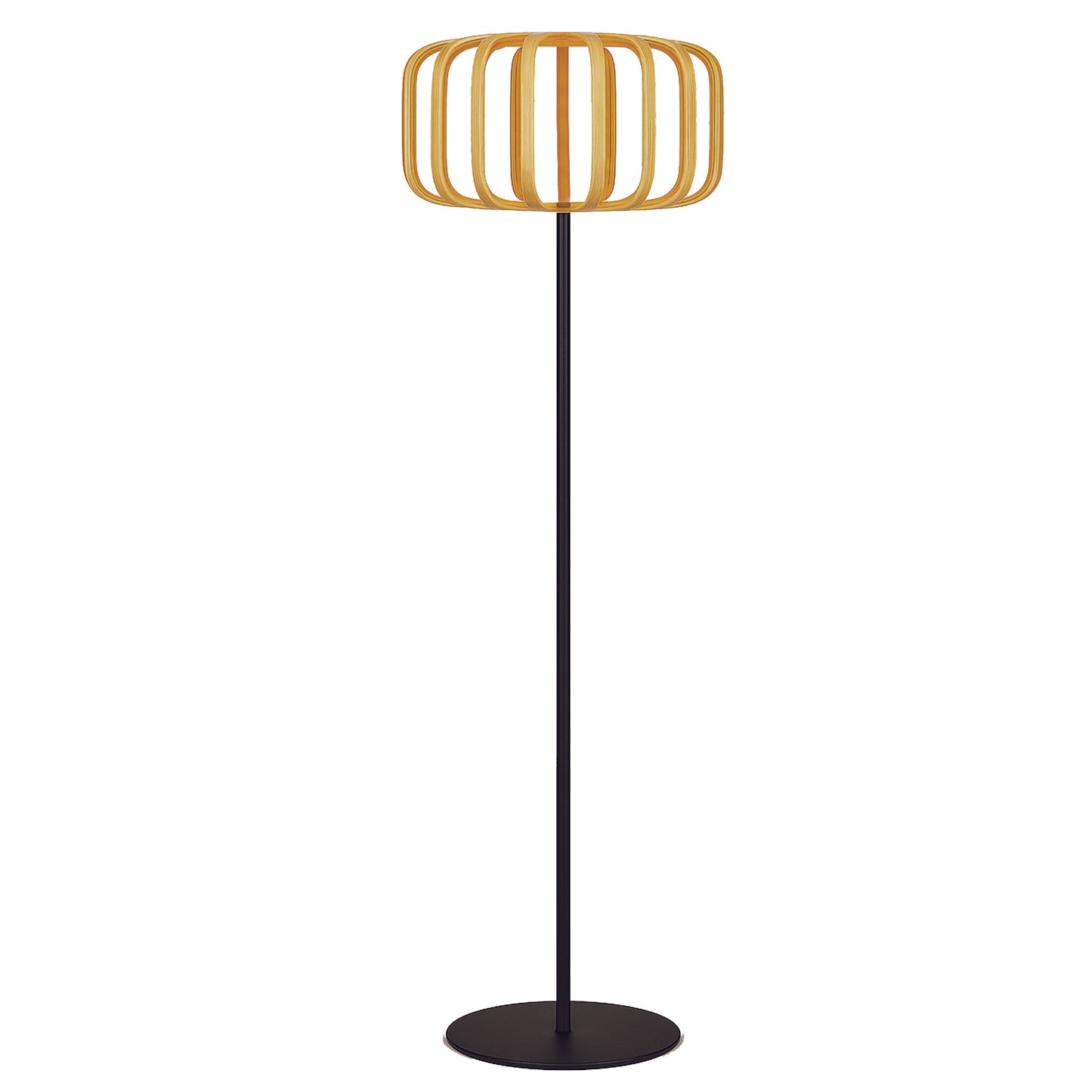 Lampadaire solaire extérieur en bambou naturel avec module LED blanc chaud télécommande STANDY BAMBOU SOLAR H160cm