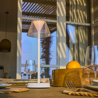 Kabellose warmweiße LED-Tischleuchte BEVERLY WHITE H34cm