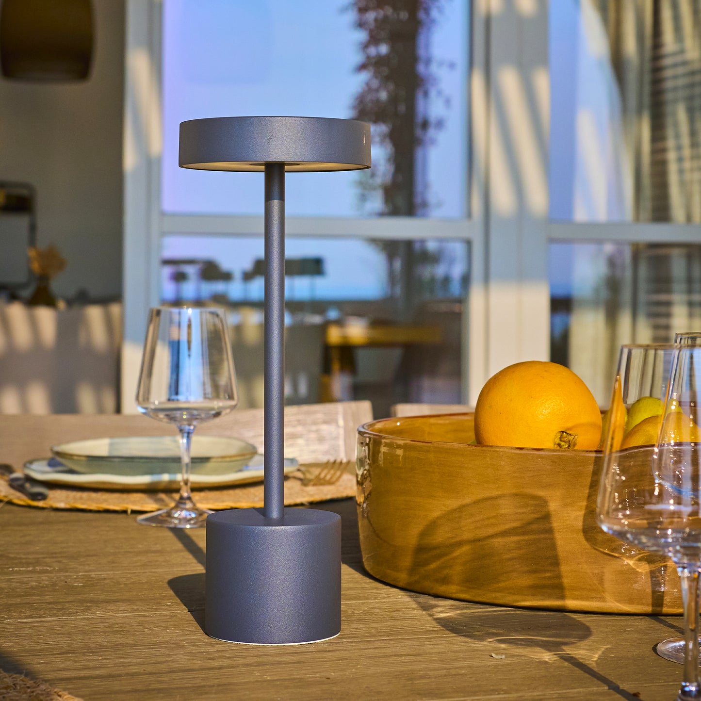 Touch ROBY wireless table lamp in aluminum H30cm