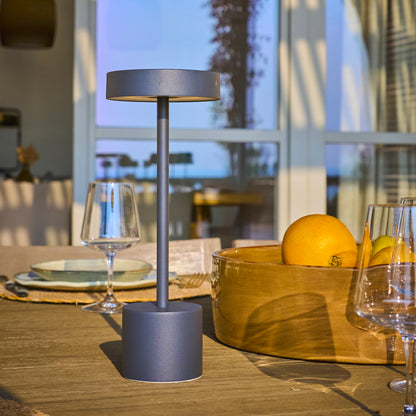 Lot de 2 lampes de table sans fil touch en aluminium gris foncé LED ROBY H30cm