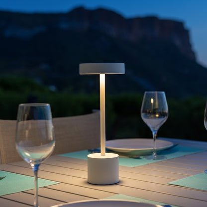 Lampe de table sans fil touch en aluminium blanc mat LED ROBY WHITE H30cm