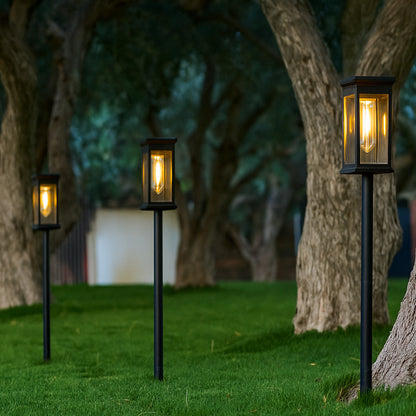 Lot de 4 balises solaires à piquer 4X LUZY LED blanc chaud H34cm